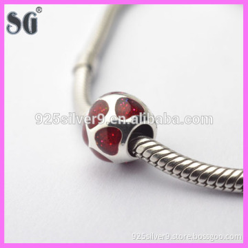Great Customized Loving Heart For You Red Enamel Silver Beads For European Bracelets &Charms & Pendants